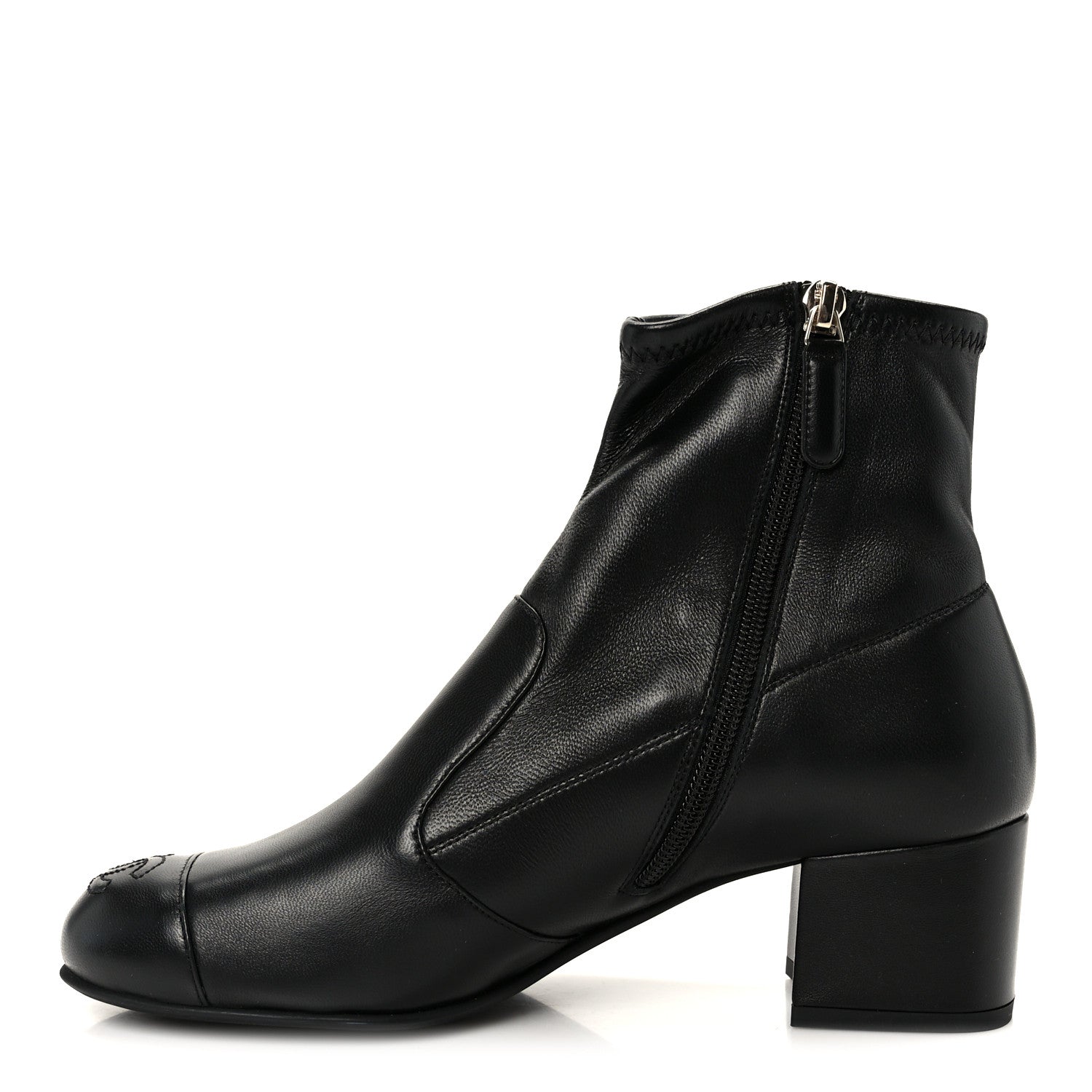 Chanel Stretch Lambskin Cap Toe CC Uniform Short Boots 38 Black 1 of 9
