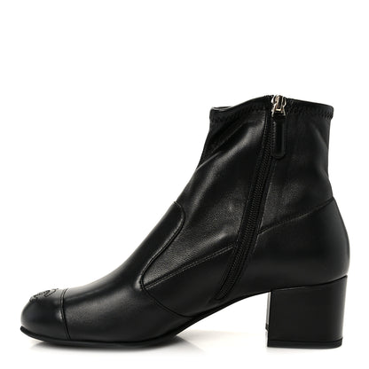 Chanel Stretch Lambskin Cap Toe CC Uniform Short Boots 38 Black 1 of 9