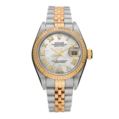 Rolex Stainless Steel 18K Yellow Gold Mother of Pearl 26mm Oyster Perpetual Datejust Watch 69173 1 of 5