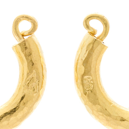 Elizabeth Locke 19K Yellow Gold Baby Hammered Hoop Earrings 4 of 4