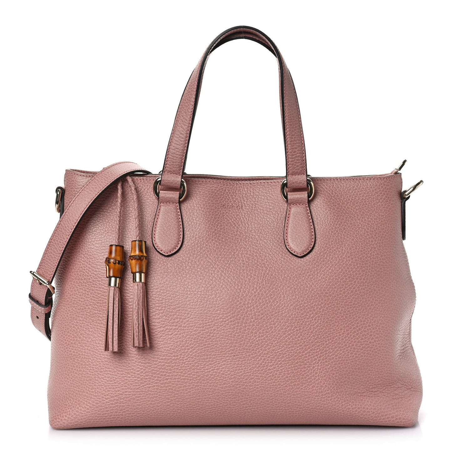 Calfskin Bamboo Tassel Top Handle Tote Soft Pink