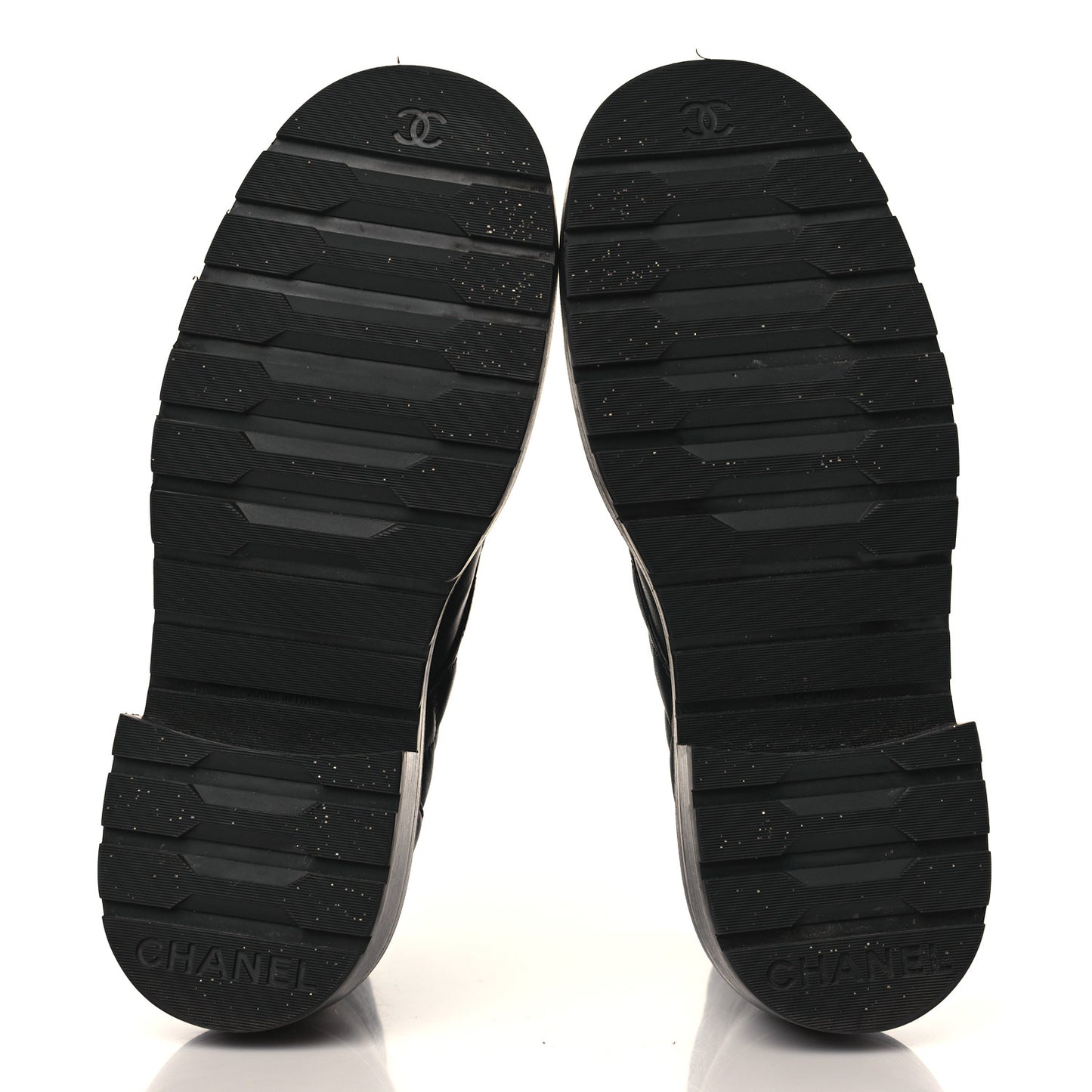 Shiny Calfskin Quilted Lace Up Combat Boots 37 Black