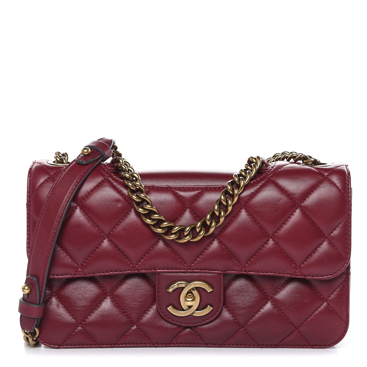 Calfskin Perfect Edge Medium Flap Burgundy