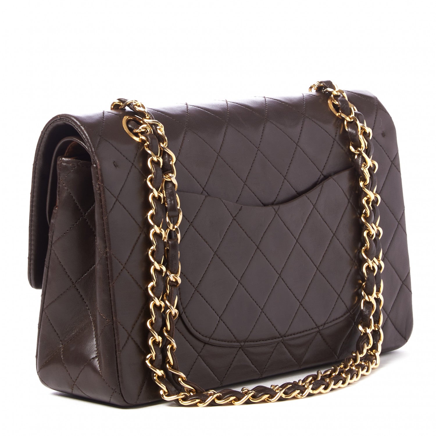 Chanel Lambskin Quilted Medium Double Flap Dark Brown 2 of 9
