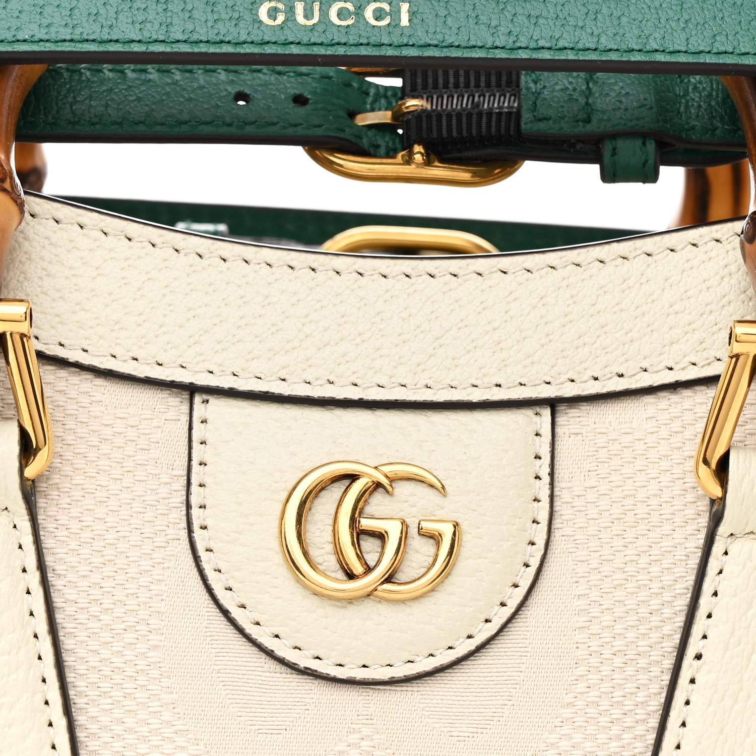 Gucci Monogram Jumbo GG Textured Dollar Calfskin Small Diana Tote Bag Off White 8 of 11