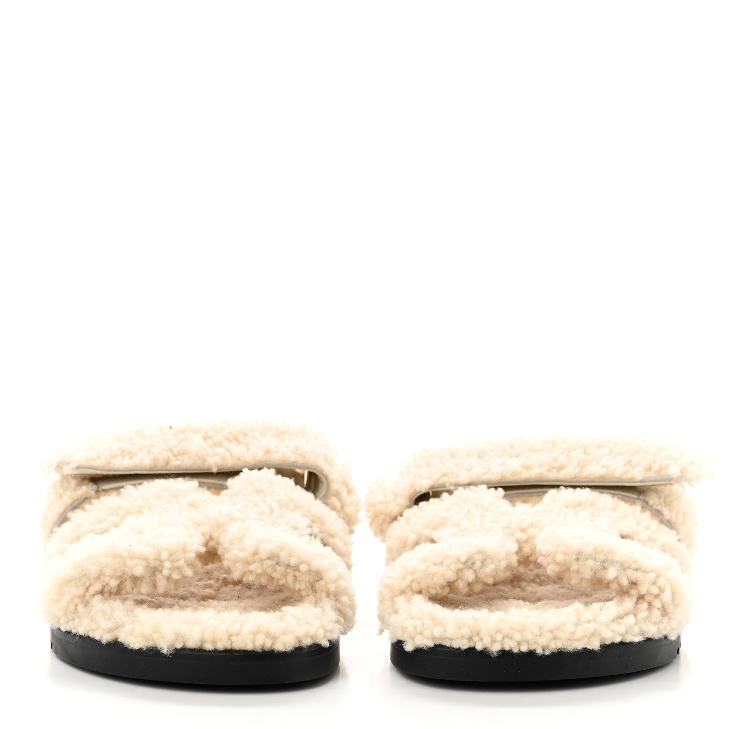 Hermes Woolskin Womens Chypre Sandals 37.5 Ecru 2 of 6