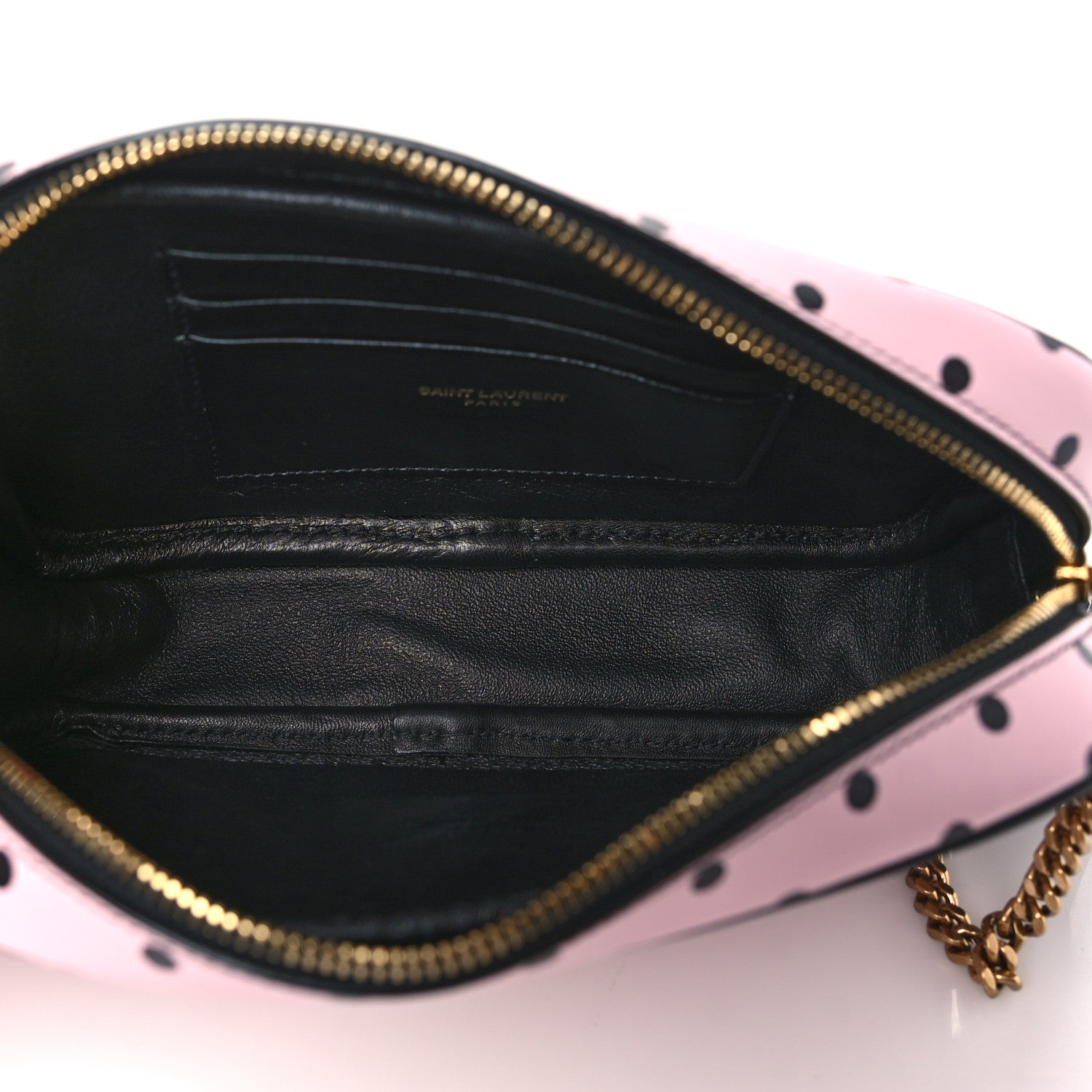 Saint Laurent Calfskin Printed Polka Dot Mini Lou Camera Bag Pink Black 5 of 10