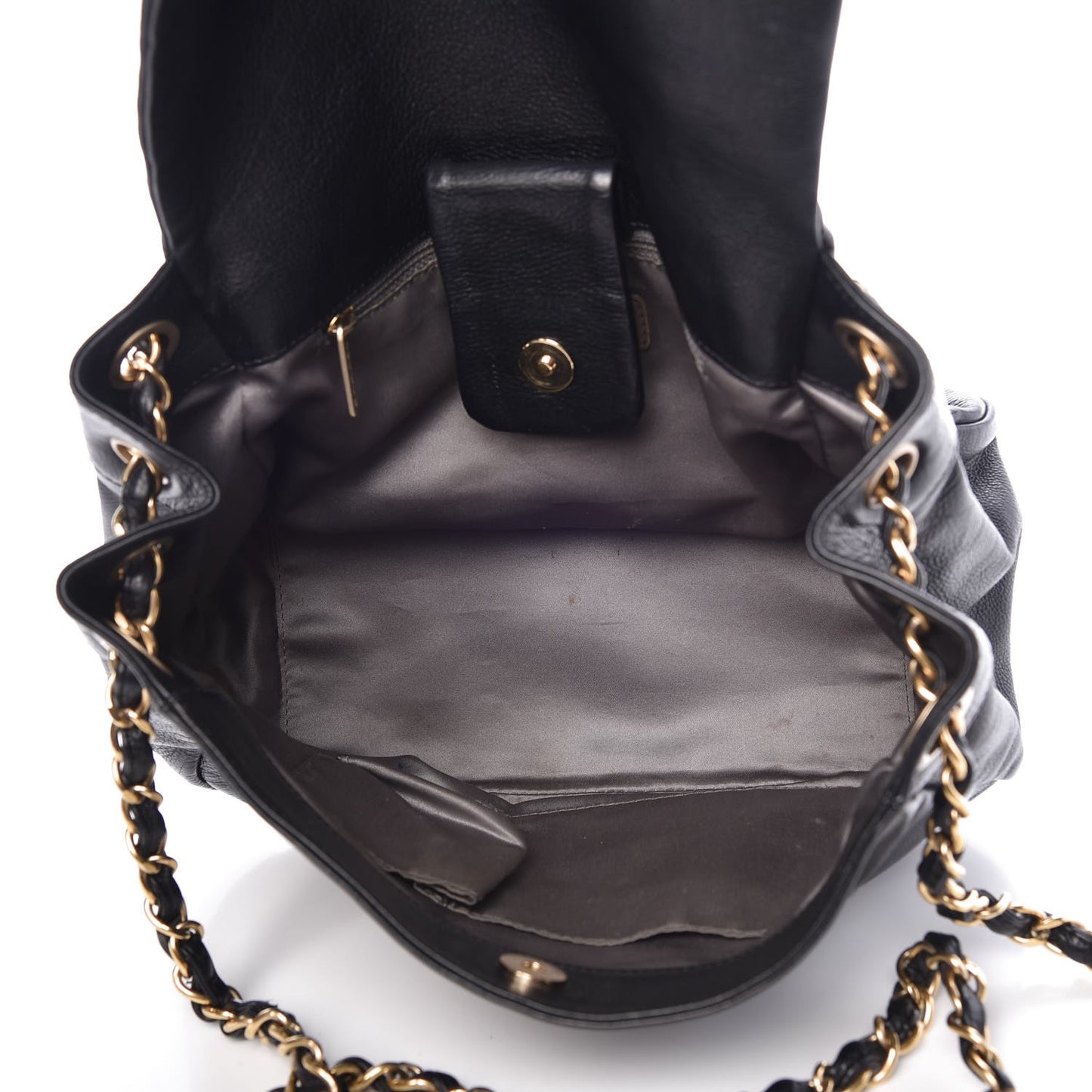 Grained Calfskin Metal Mosaic Flap Black