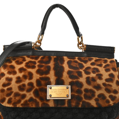 Dolce & Gabbana Calf Hair Leopard Print Knit Miss Sicily Satchel Black Naturale 7 of 29