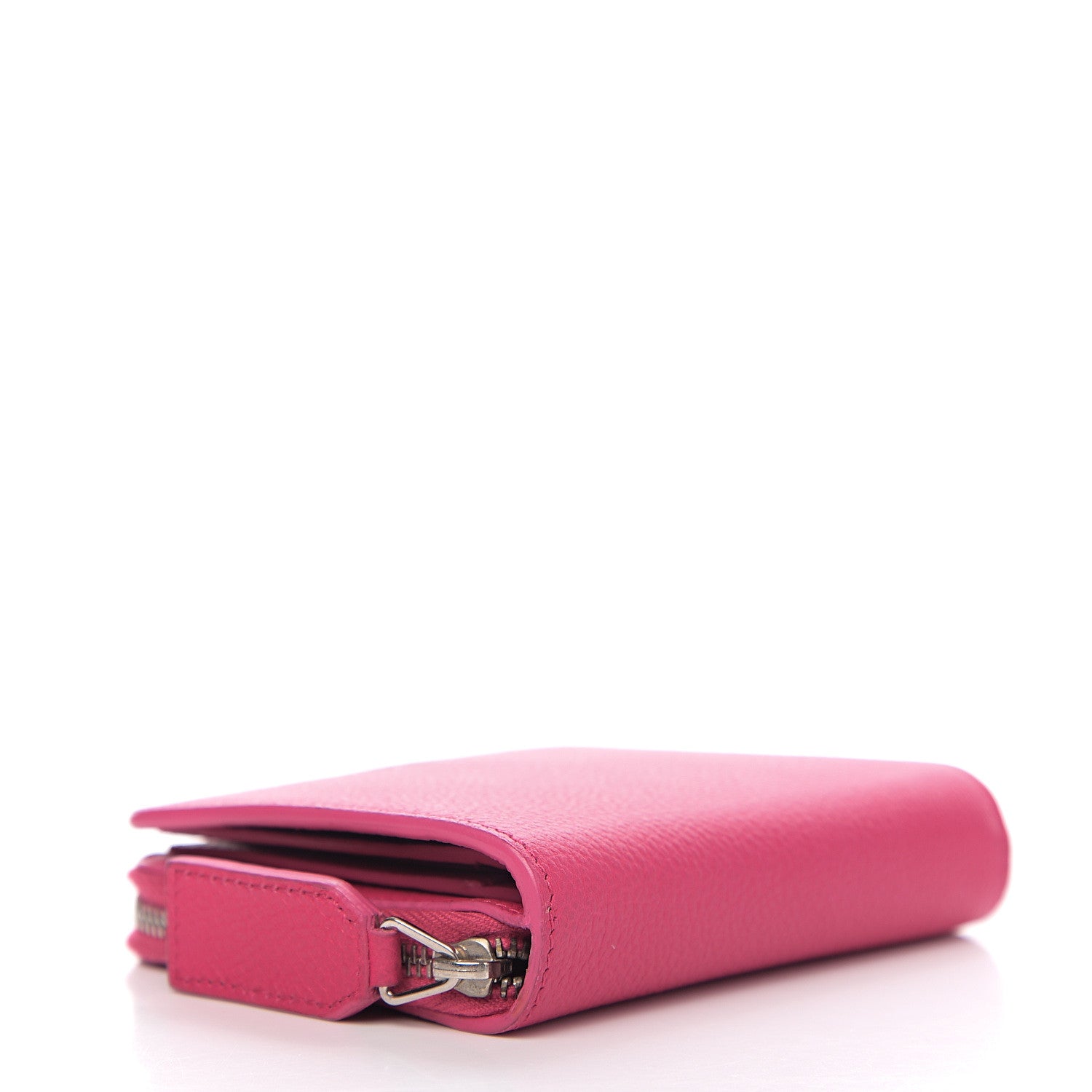 Saint Laurent Grained Calfskin Rive Gauche Compact Zip Around Wallet Fuchsia 3 of 6