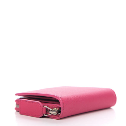 Saint Laurent Grained Calfskin Rive Gauche Compact Zip Around Wallet Fuchsia 3 of 6