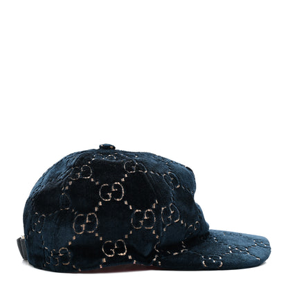 Gucci Velvet GG Monogram Baseball Hat L Blue 5 of 10