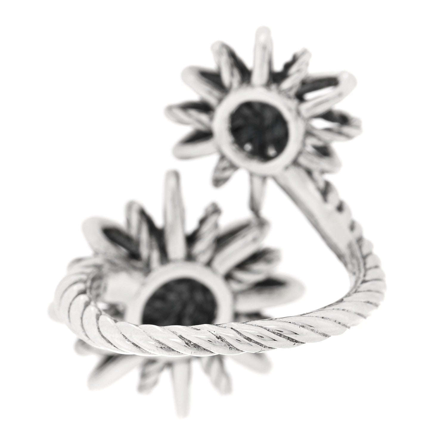 David Yurman Sterling Silver Diamond 28mm Open Starburst Ring 52 6 3 of 4