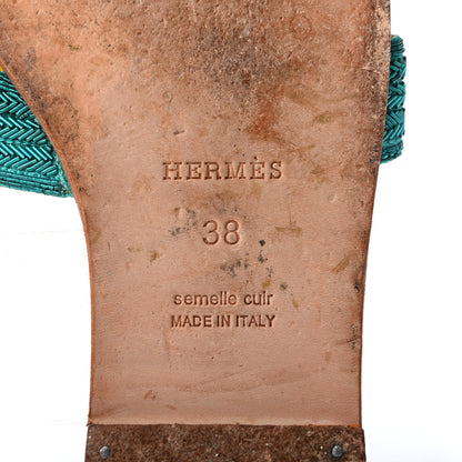 Hermes Dabka Embroidered Chevron Oran Sandals 38 7 of 8