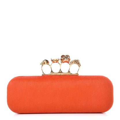 Alexander McQueen Calf Hair Long Skull Box Clutch Orange 1 of 8