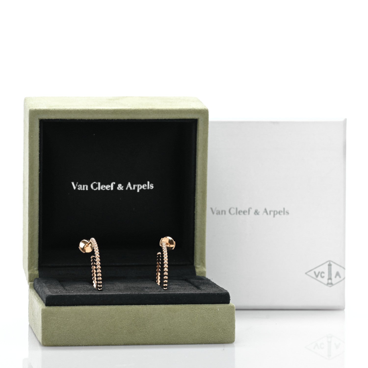 Van Cleef & Arpels 18K Rose Gold Small Perlee Hoop Earrings 5 of 5