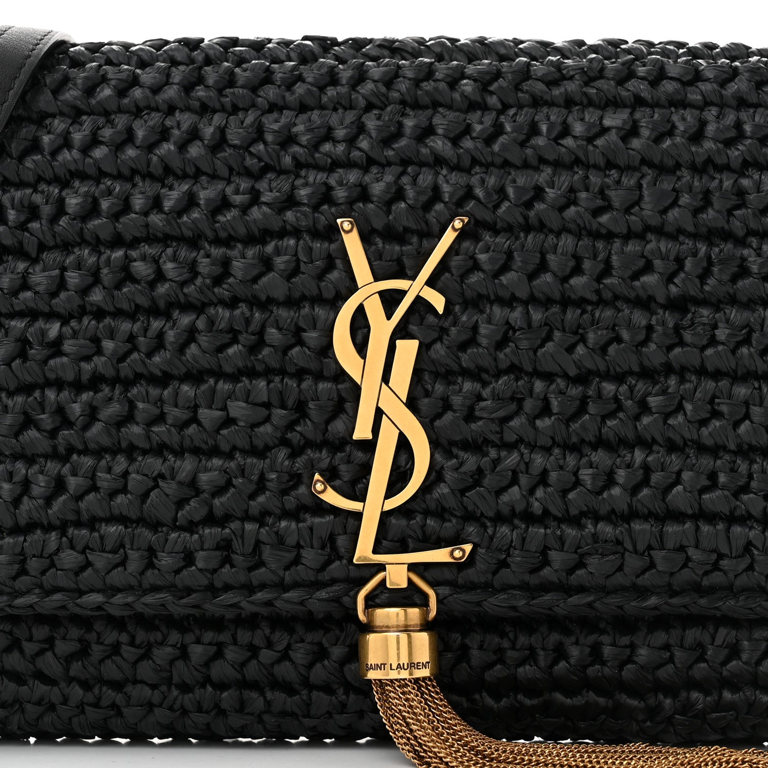 Saint Laurent Raffia Monogram Tassel Kate 99 Black 8 of 10