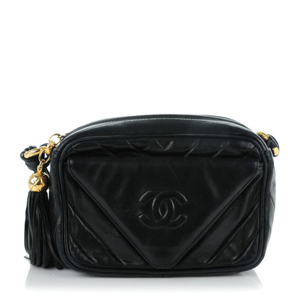 Chanel Lambskin Chevron Camera Bag Black 1 of 8