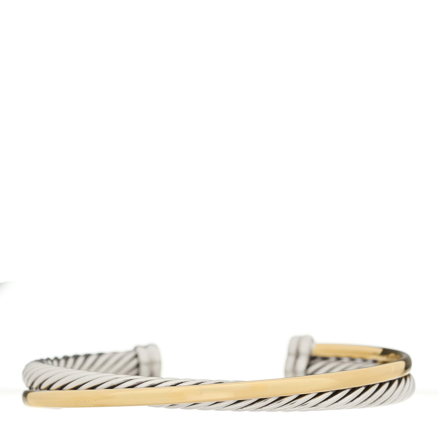 Sterling Silver 18K Yellow Gold 5mm Crossover Cuff Bracelet