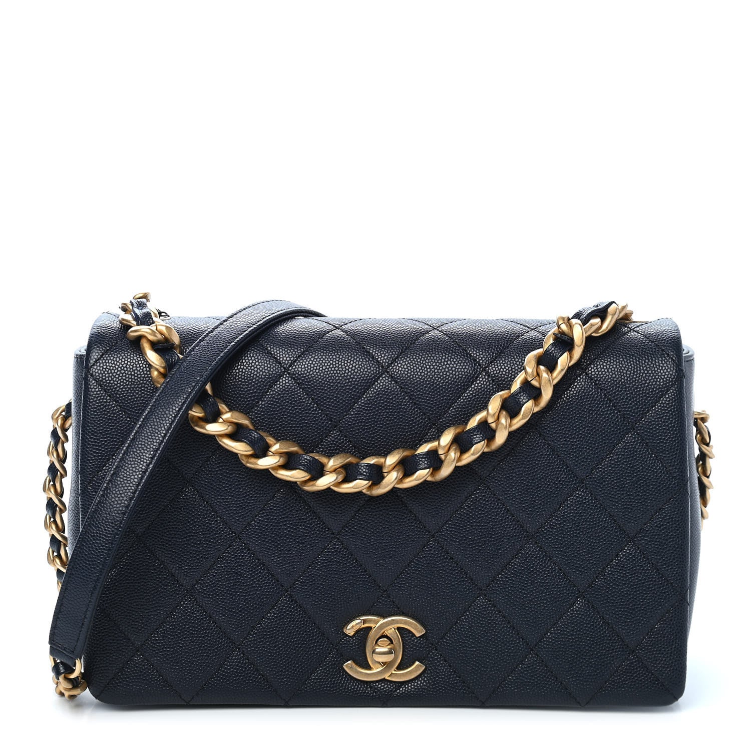 Chanel Caviar Quilted Medium Fashion Therapy Flap Navy Blue 1 of 9