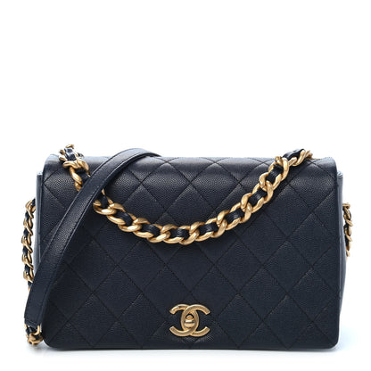 Chanel Caviar Quilted Medium Fashion Therapy Flap Navy Blue 1 of 9