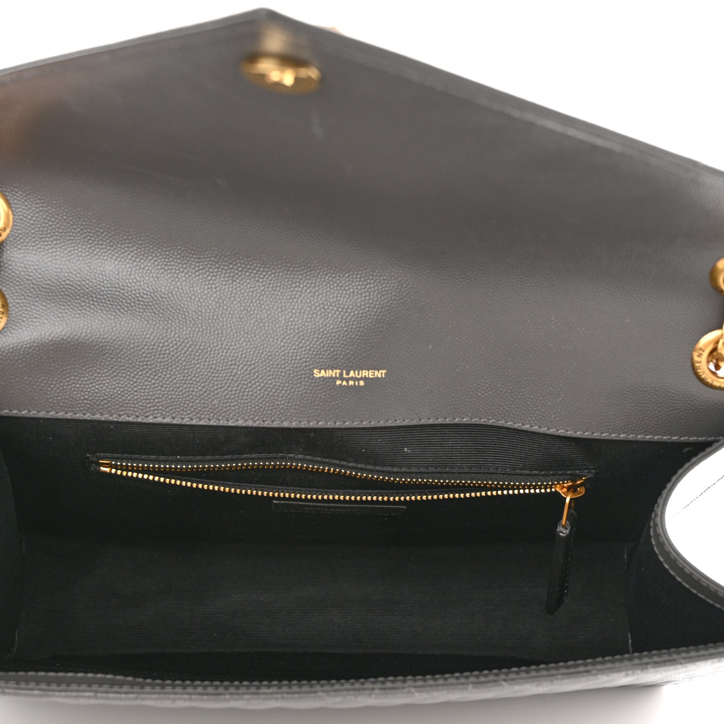 Grain De Poudre Textured Mixed Matelasse Large Triquilt Monogram Satchel Storm