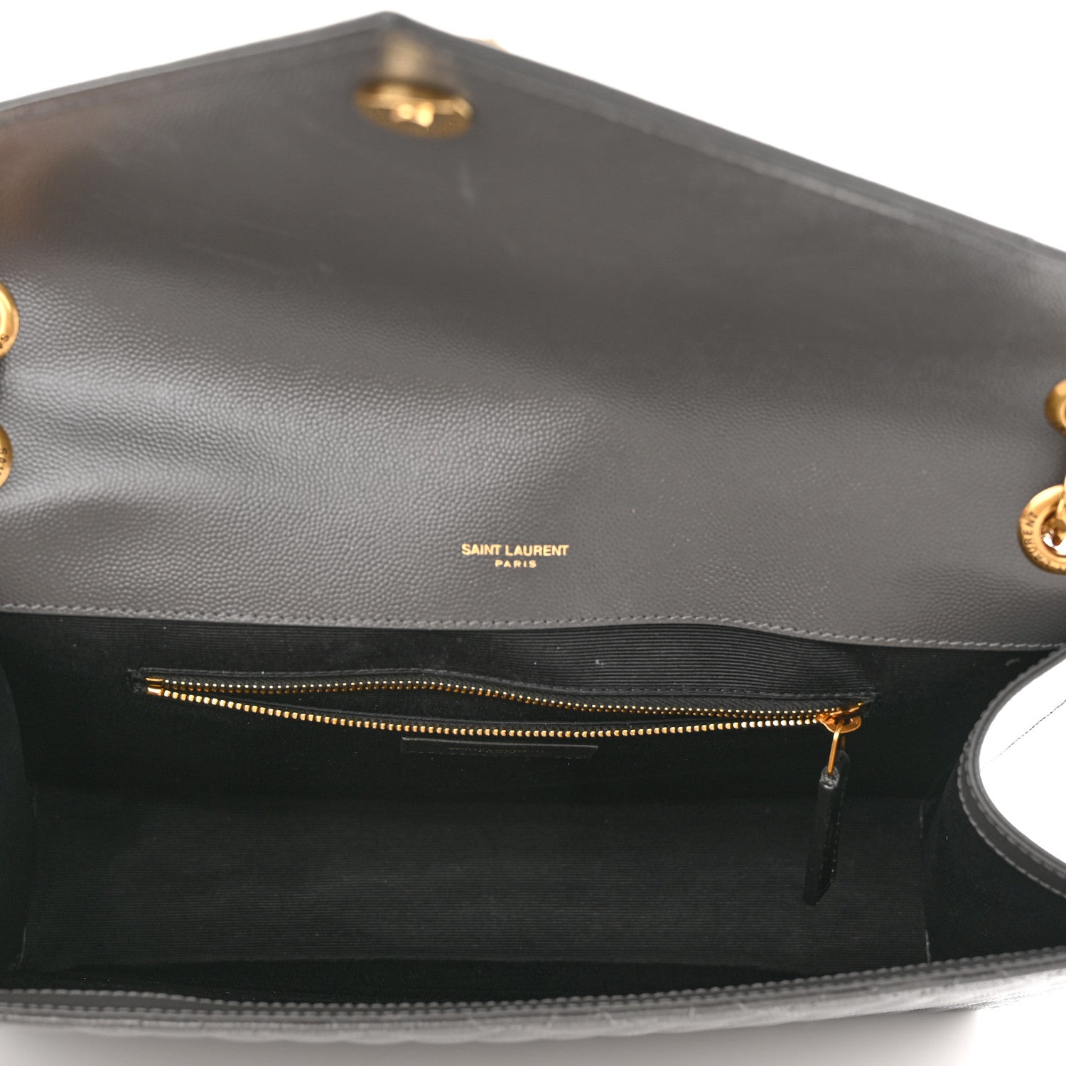 Saint Laurent Grain De Poudre Textured Mixed Matelasse Large Triquilt Monogram Satchel Storm 5 of 10