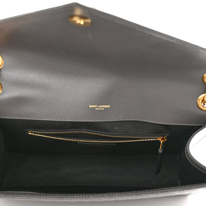 Saint Laurent Grain De Poudre Textured Mixed Matelasse Large Triquilt Monogram Satchel Storm 5 of 10