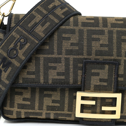 Fendi Fabric Jacquard FF 1974 Medium Baguette Tobacco Moro Black 9 of 12