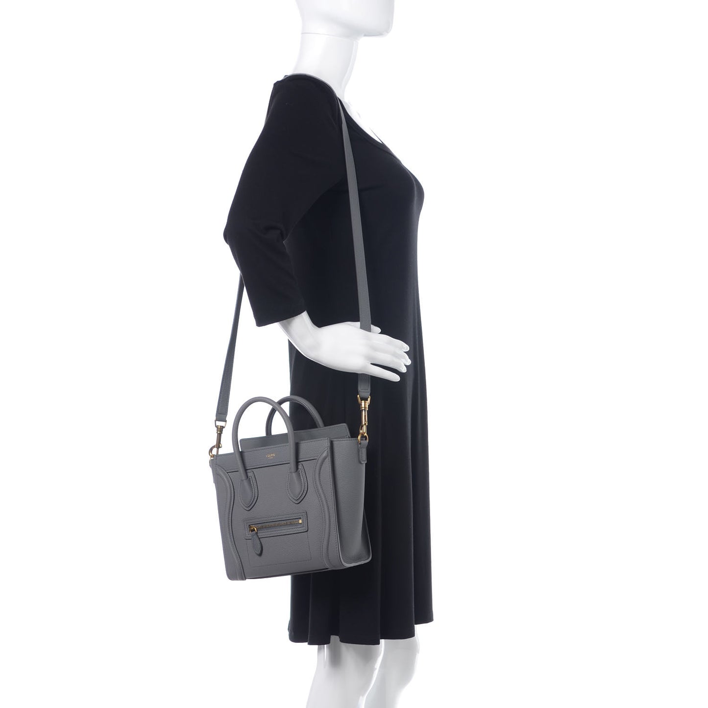 Drummed Calfskin Nano Luggage Kohl