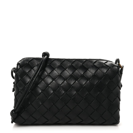 Nappa Intrecciato Small Loop Camera Bag Black