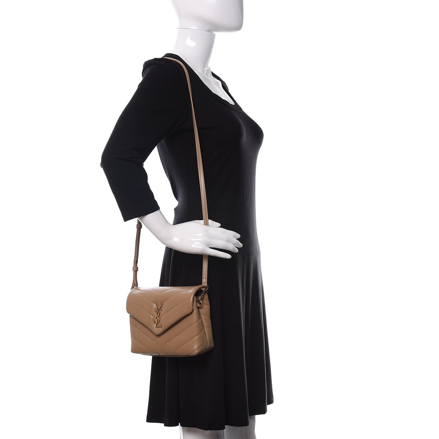 Calfskin Y Quilted Monogram Toy Loulou Crossbody Bag Latte