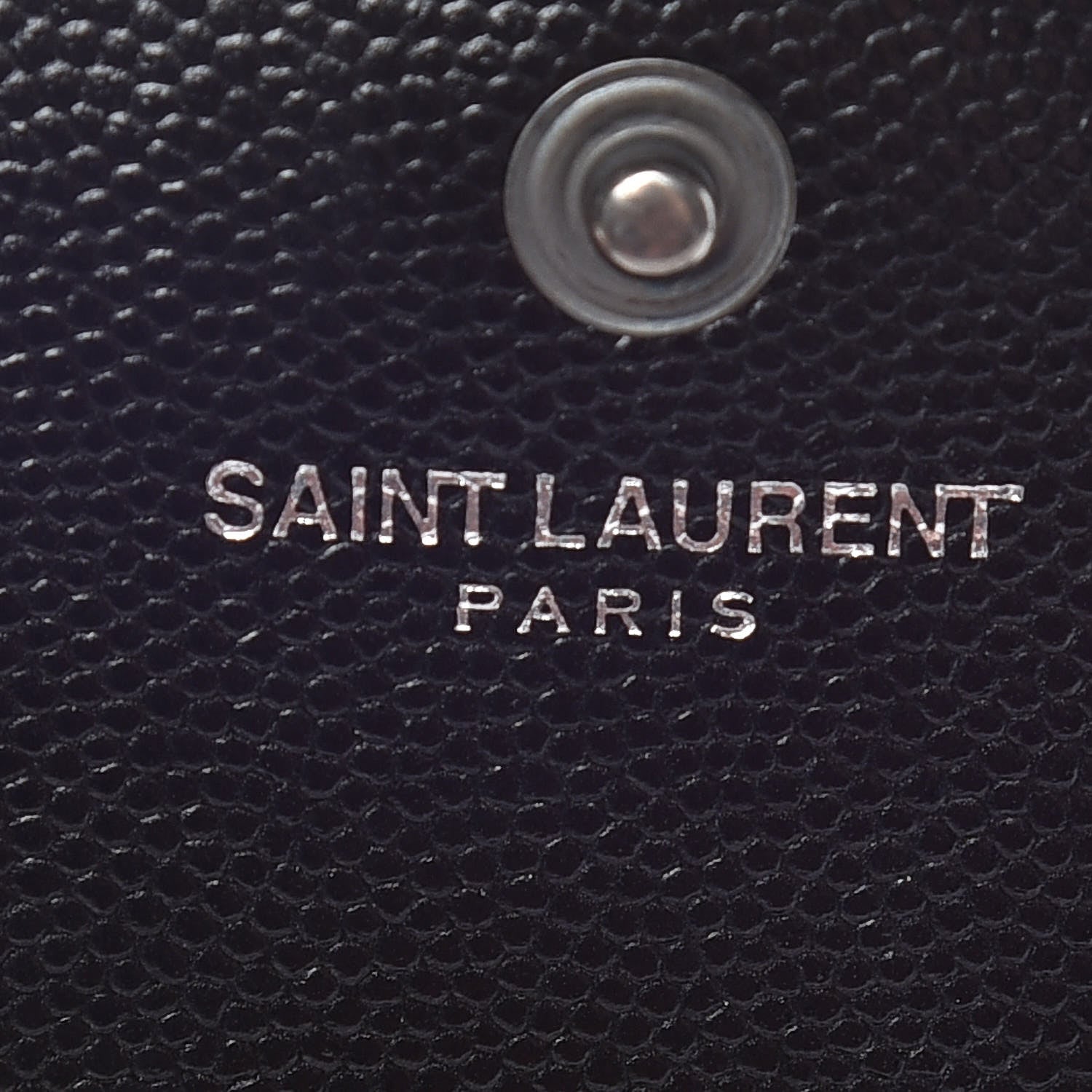 Saint Laurent Grain De Poudre Matelasse Chevron Monogram Chain Wallet Black 8 of 10