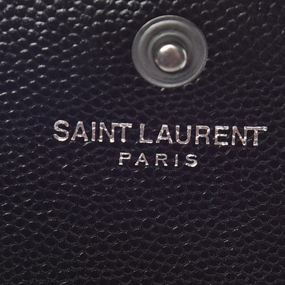 Saint Laurent Grain De Poudre Matelasse Chevron Monogram Chain Wallet Black 8 of 10