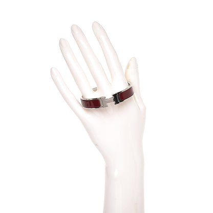 Hermes Enamel Narrow Clic Clac H Bracelet PM Burgundy 2 of 4
