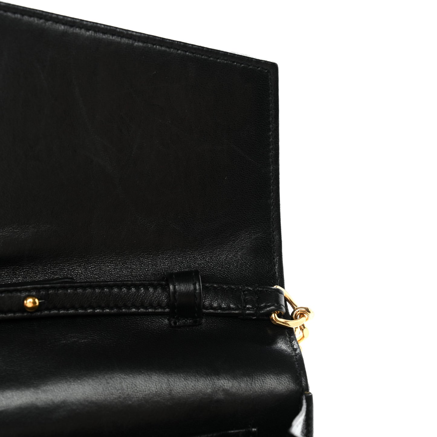 Lambskin Matelasse Chevron Monogram Sulpice Chain Wallet Black