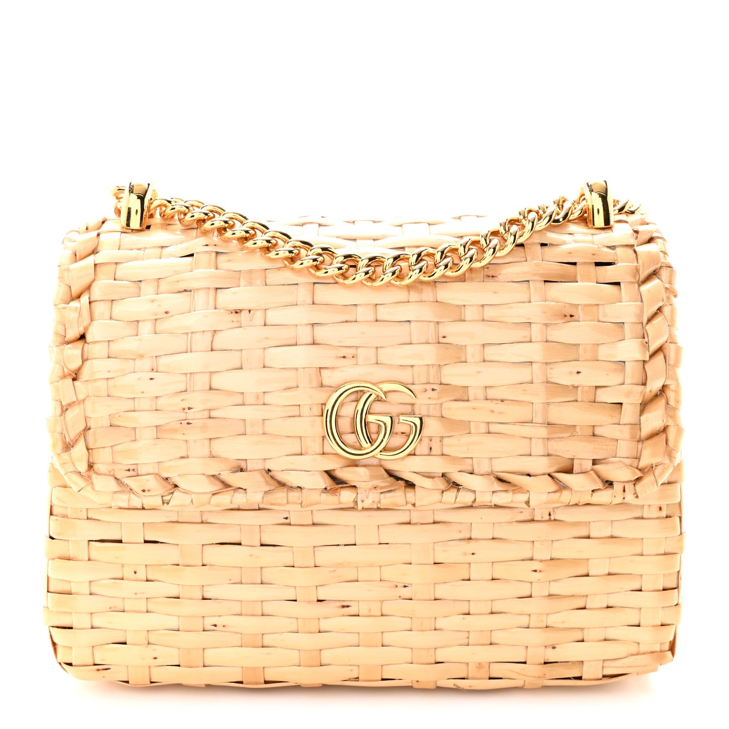 Glazed Wicker Mini Cestino Shoulder Bag Natural