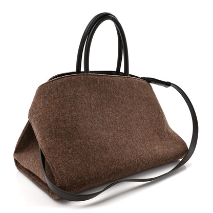 Salvatore Ferragamo Wool Felt Medium Hug Bag Brown 3 of 10
