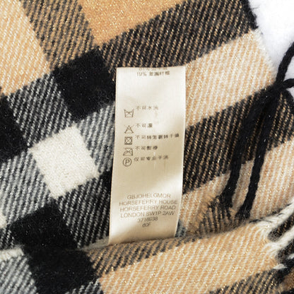 Burberry Cashmere Metallic Giant Check Skinny Scarf Camel 6 of 6