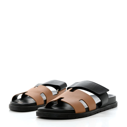 Hermes Calfskin Womens Chypre Sandals 41 Black Gold 3 of 10