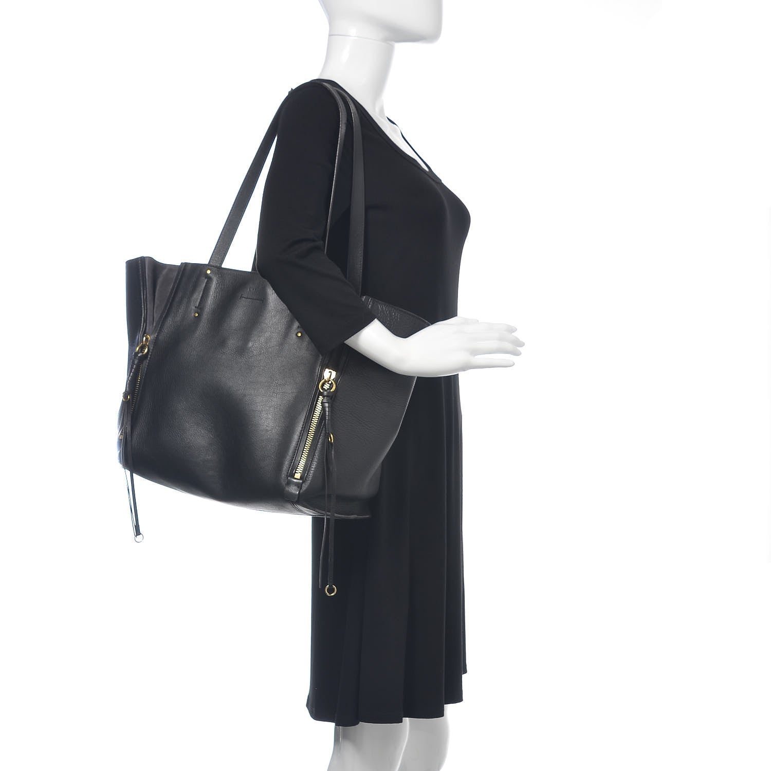 Chloe Smooth Calfskin Medium Milo Shopping Tote Black 2 of 20