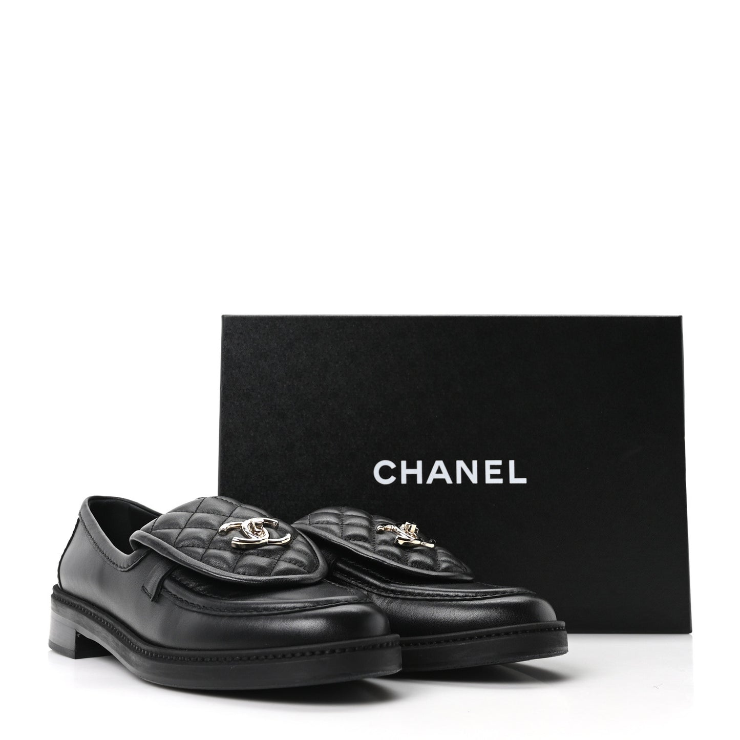 Lambskin Quilted CC Turnlock Loafers 39.5 Black