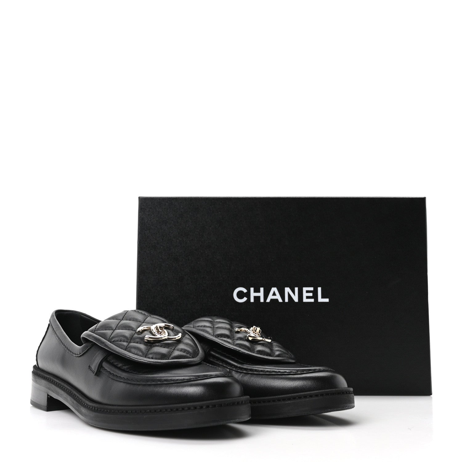 Chanel Lambskin Quilted CC Turnlock Loafers 39.5 Black 9 of 9