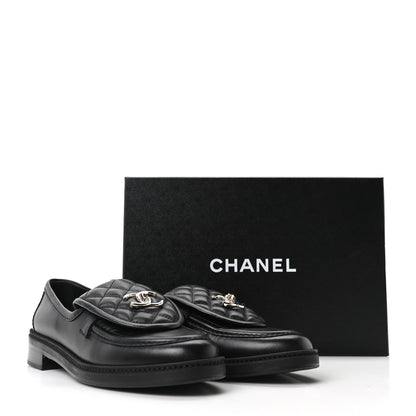 Chanel Lambskin Quilted CC Turnlock Loafers 39.5 Black 9 of 9