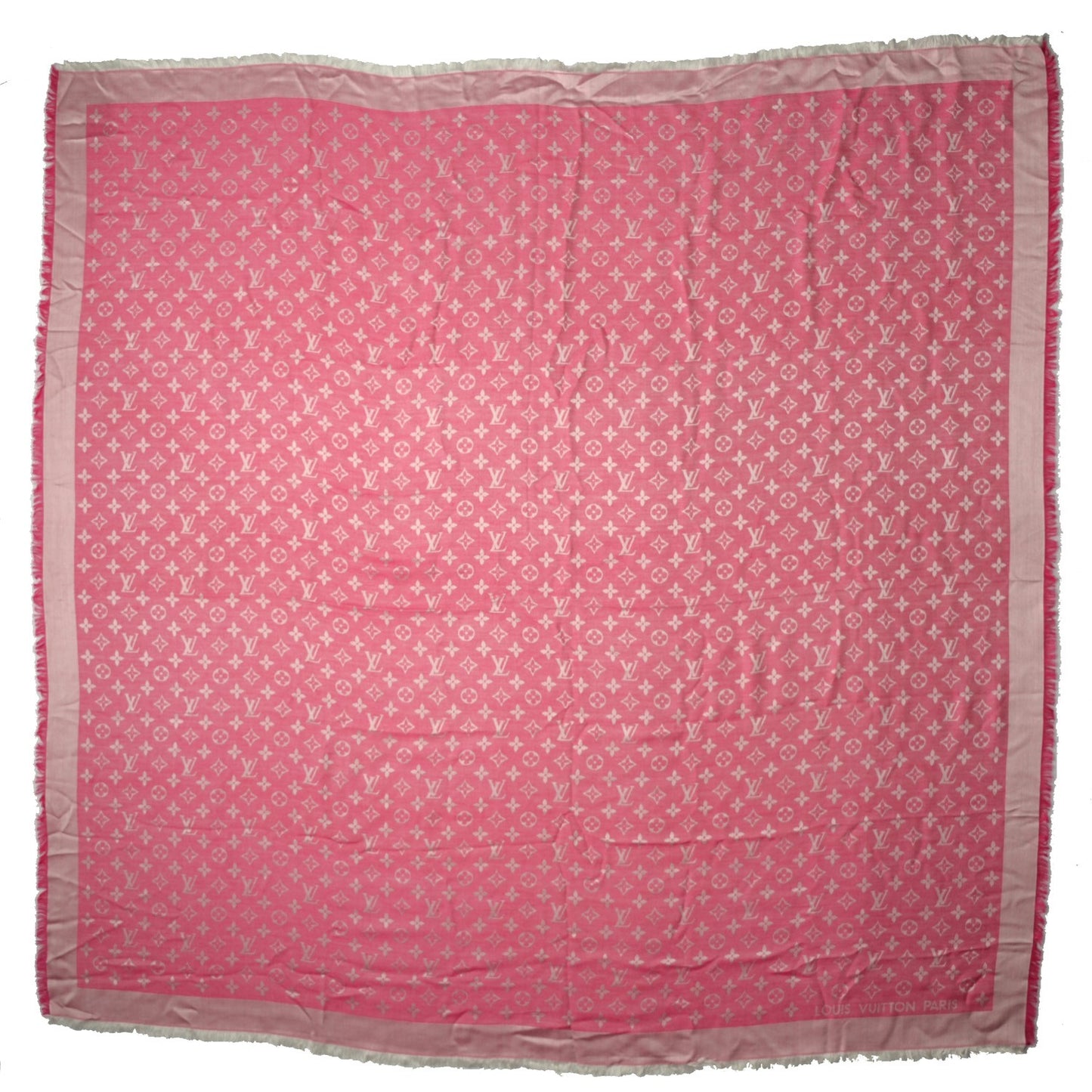 Silk Wool Monogram Denim Shawl Pivoine