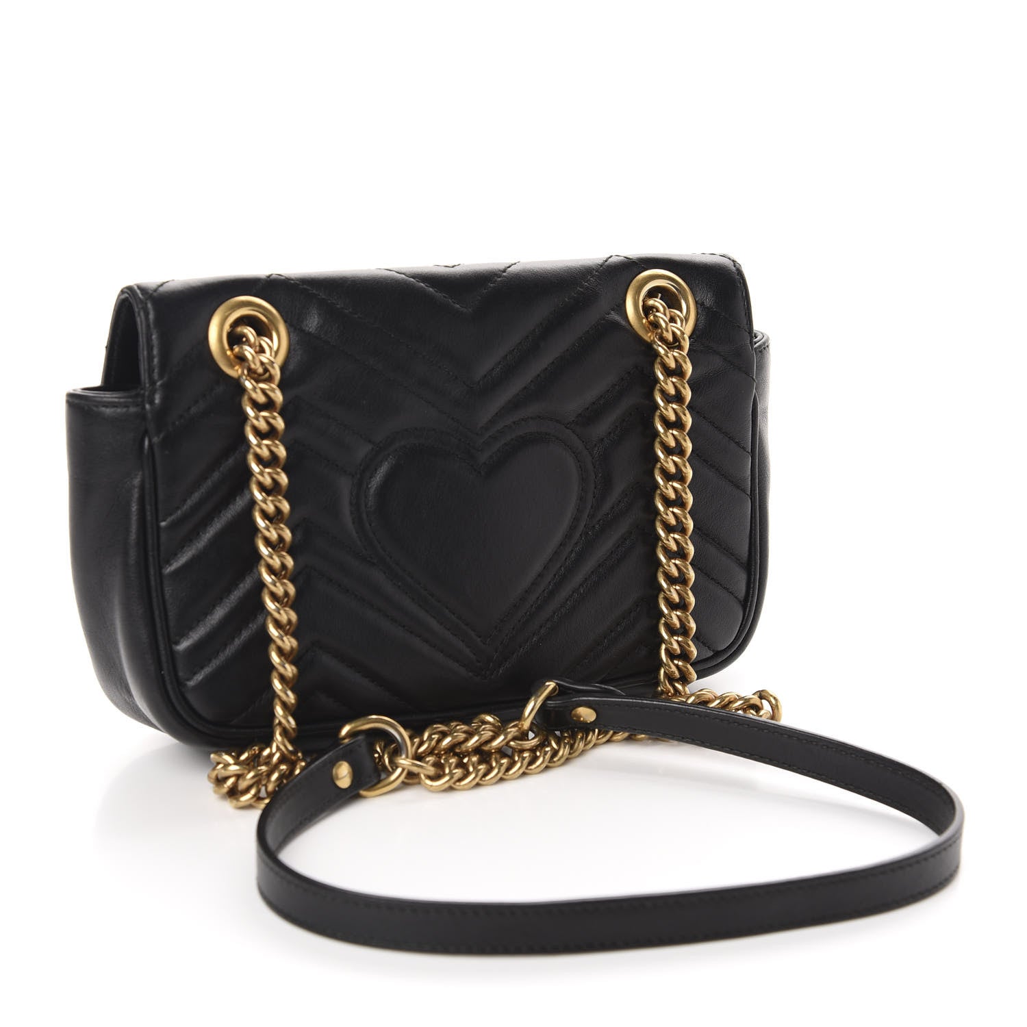 Gucci Calfskin Matelasse Mini GG Marmont Shoulder Bag Black 3 of 17