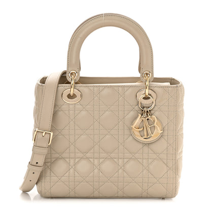 Christian Dior Lambskin Cannage Medium Lady Dior Beige 1 of 24