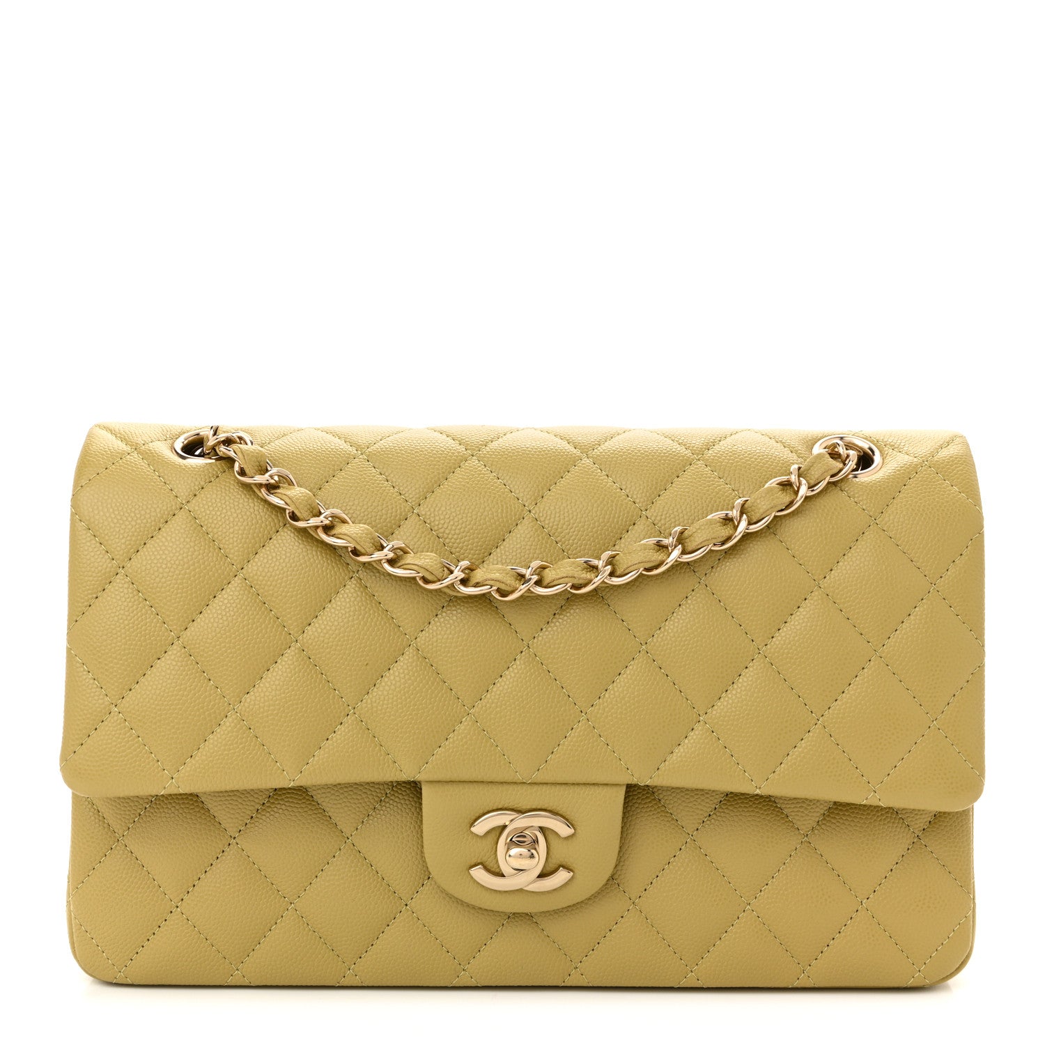Chanel Caviar Quilted Medium Double Flap Light Green 1 of 12