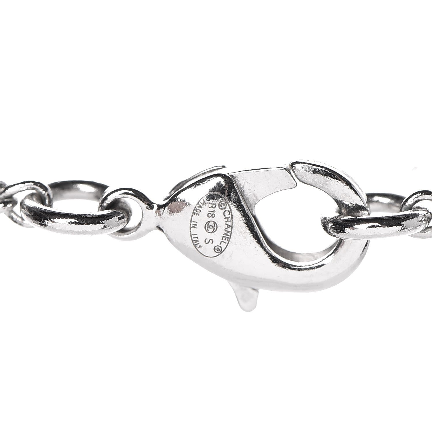 Chanel Crystal CC Ball Pendant Necklace Silver 4 of 5