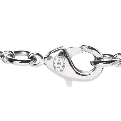Chanel Crystal CC Ball Pendant Necklace Silver 4 of 5